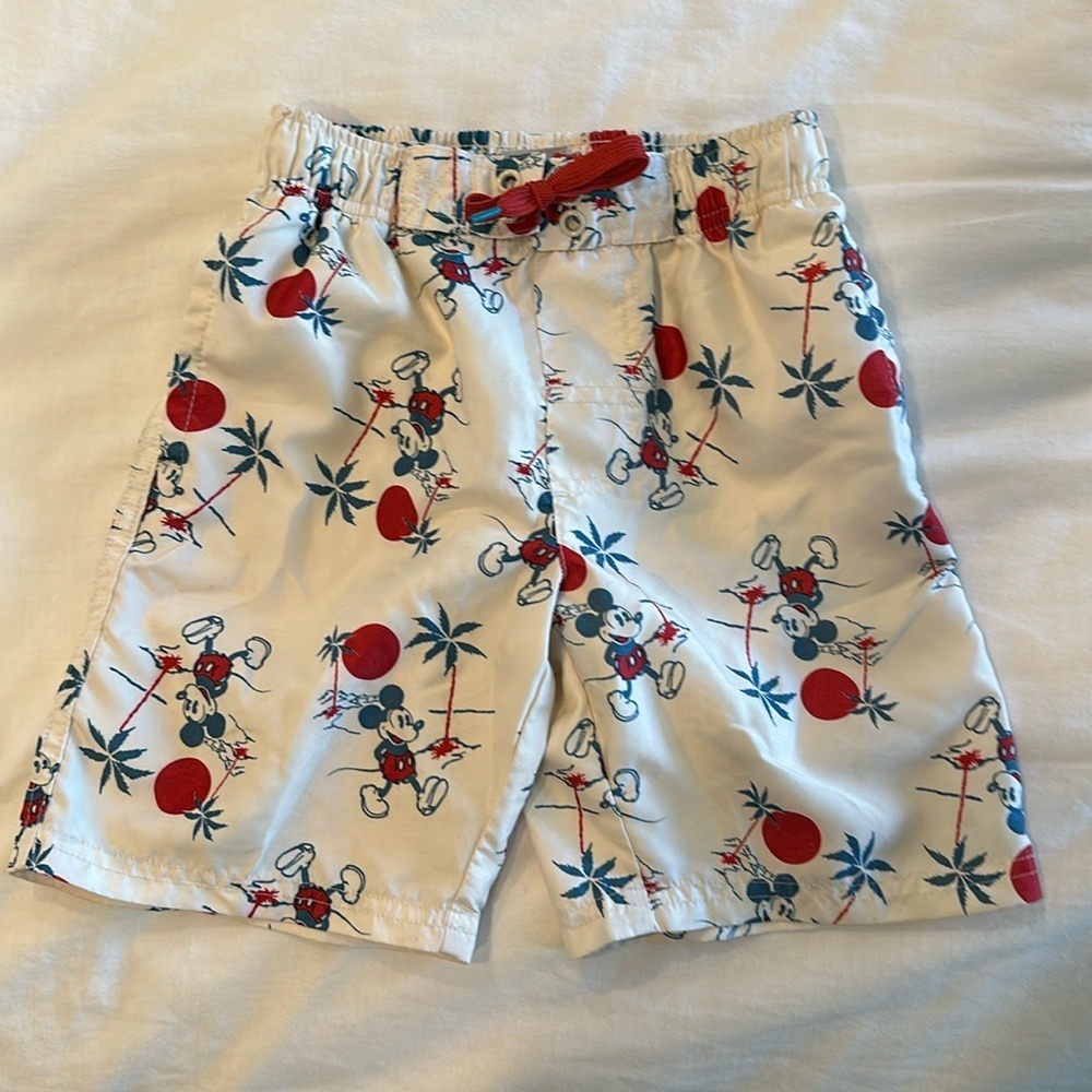 Junk Food‎ Disney Mickey Mouse Tropical Swim Trunks White Red Blue Kids Small 4T